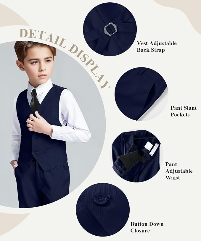 Visaccy Boys Suits Slim Fit Dress Clothes Ring Bearer Outfit - Image 2