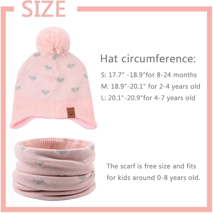 JANGANNSA Knitted Baby Hat Scarf Set Winter Warm Boys Girls Beanie Fleece - Image 6
