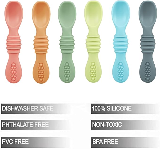 PandaEar 6 Pack Silicone Baby Spoons - Image 2