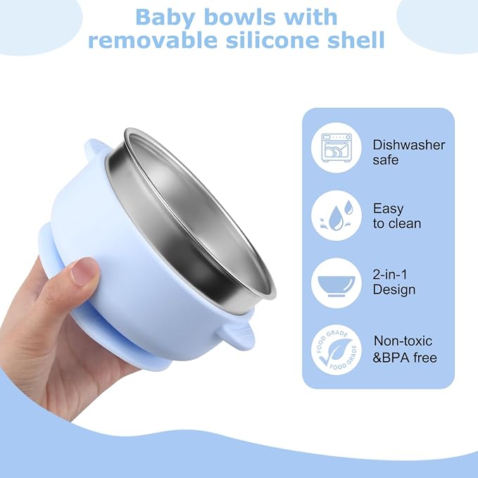 2 Pack Stainless Steel Baby Bowls - Image 6