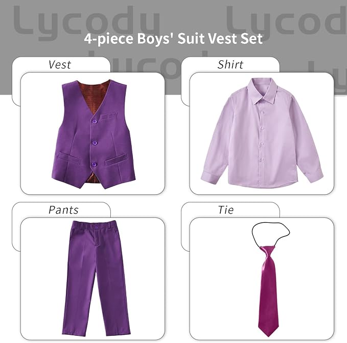 Boys Vest Set Formal Dress Suits Wedding Outfit Dresswear - Image 2