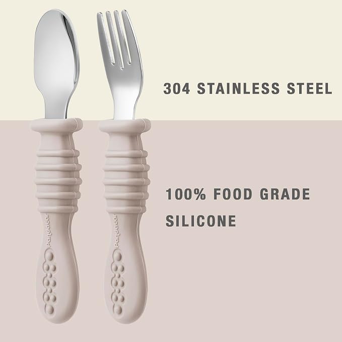 PandaEar 6 Pack Toddler Fork and Spoon Utensil Set, Baby Silicone Stainless - Image 3