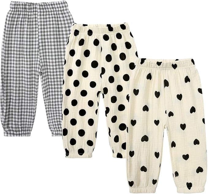 MYGBCPJS Baby Boys Girls Cotton Linen Trousers Kids Casual Ankle Pants Loose - Image 2