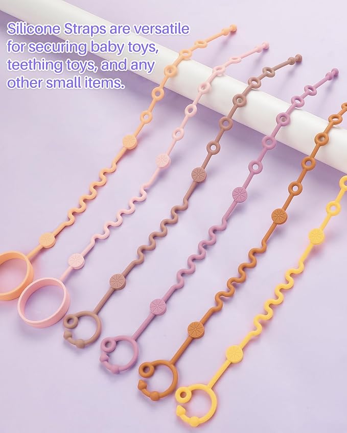 Toy Straps for Baby, Silicone Tether Pacifier Clip, No Throw Travel Essential - Image 5
