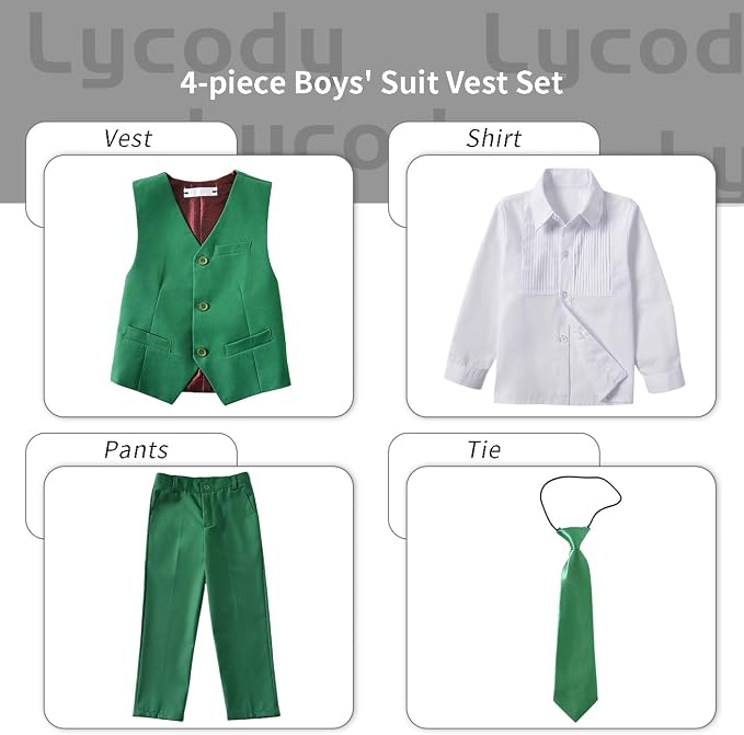 Boys Vest Set Formal Dress Suits Wedding Outfit Dresswear - Image 2