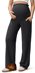 G4Free EverGoing Fleece Lined Maternity Wide Leg Pants Over The Belly Pregnancy by G4Free