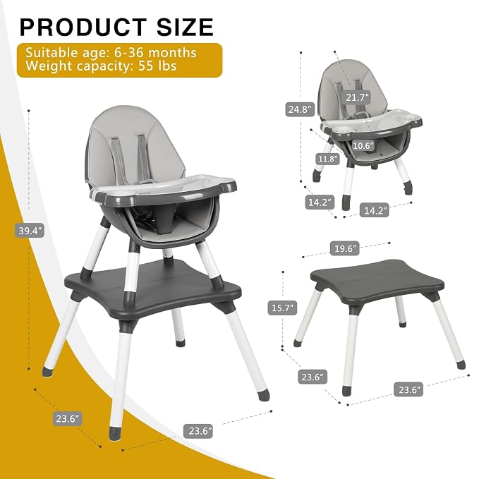 Gofirst 6 in 1 Baby High Chair, Convertible High Chairs - Image 6