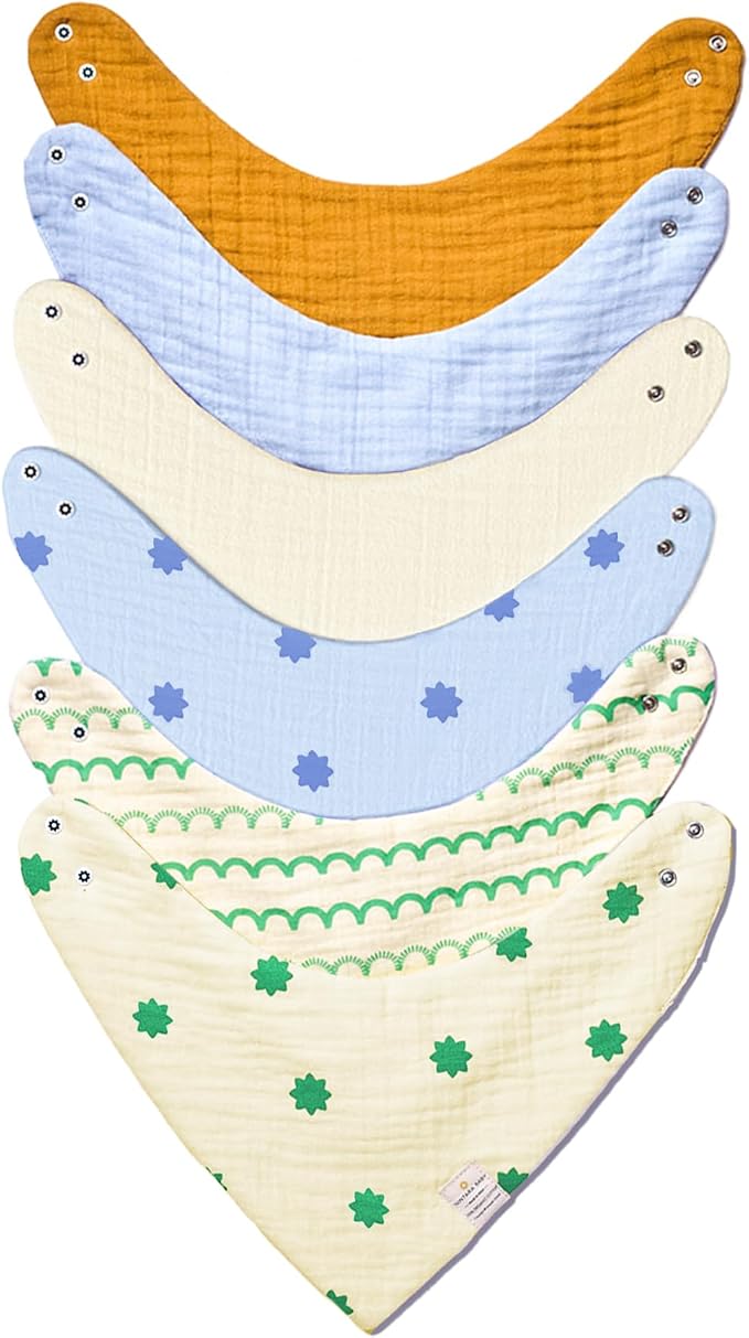 Bandana Bibs - 100% Organic Premium Muslin Cotton, 7-Layers by NINTARABABY