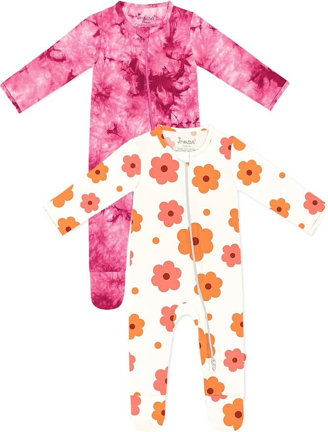 Jimonda Baby Girls Boys Footed Pajamas, Rayon From Bamboo, 2 Way Zipper Long by JimondaBaby