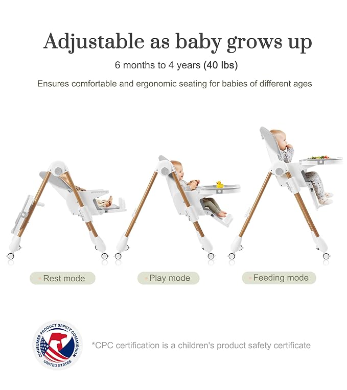 Mallify Foldable High Chairs for Babies and Toddlers, 3-in-1 Convertible Baby - Image 6