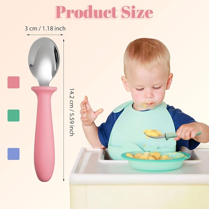 Pimoys 6-Pack Stainless Steel Toddler Spoons Baby & Kids Utensils - Image 2