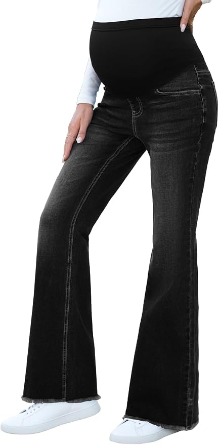 BLENCOT Maternity Jeans for Women Over Belly Pregnancy Pants Comfy Pregnant by BLENCOT