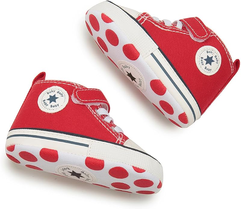 Meckior Baby Girls Boys Canvas Sneakers Soft Sole High-Top Ankle Infant First - Image 4