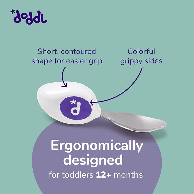 doddl Toddler Utensils, Ergonomic Fork and Spoon Set - Image 3
