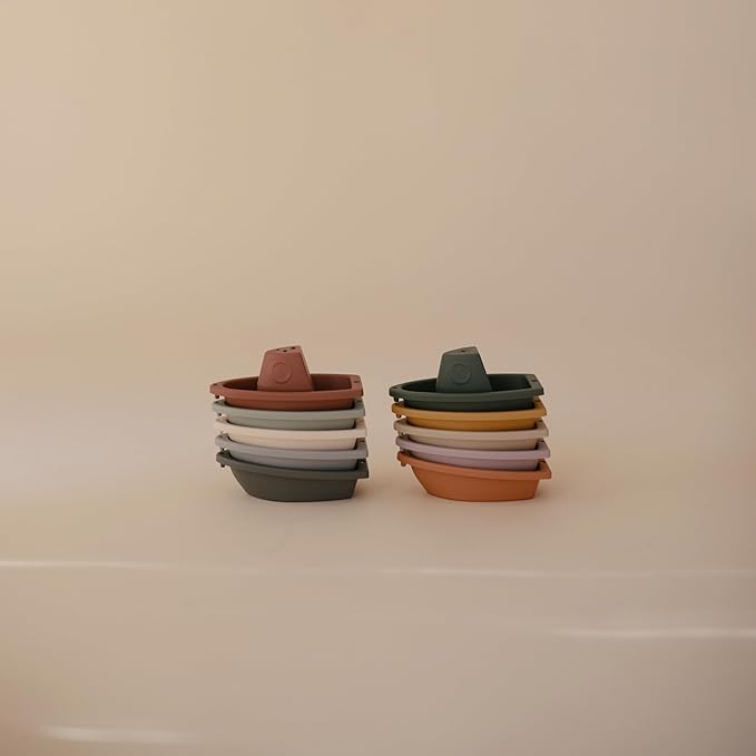 mushie Stackable Bath Boats Toy | Floating Bathtub Toys - Image 4