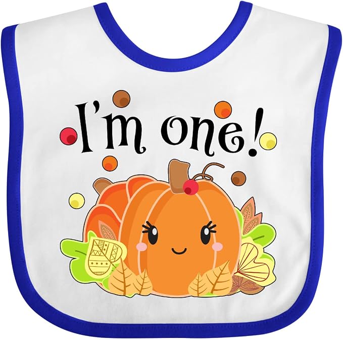 inktastic I'm One- Pumpkin Birthday Autumn Baby Bib by Inktastic