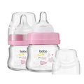 YOHKOH Glass Baby Bottles with Slow Flow Nipple, Newborn Anti-Colic Baby Bottles by Home