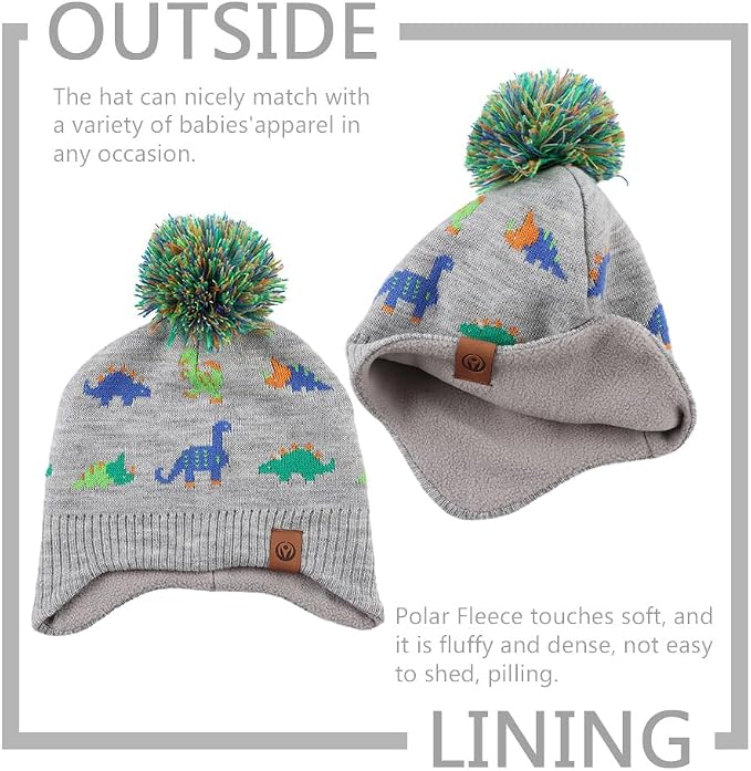 JANGANNSA Knitted Baby Hat Scarf Set Winter Warm Boys Girls Beanie Fleece - Image 3