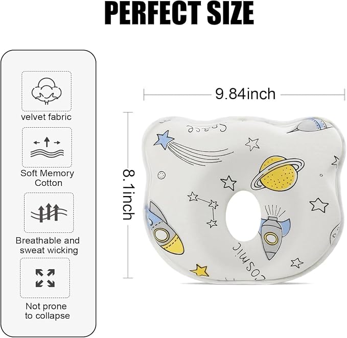 Baby Pillow, Cute Cartoon Bear Soft and Cozy Shaping Pillow, Breathable Bedding - Image 2