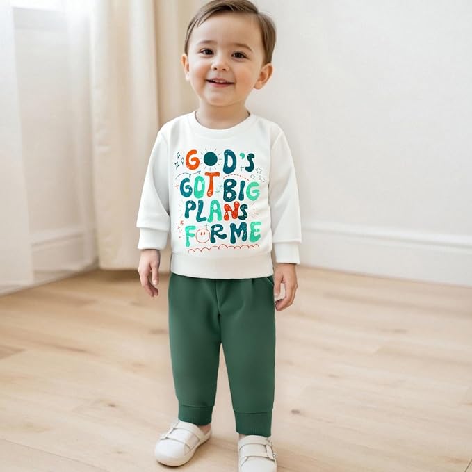 Nyapruwe Toddler Baby Boy Fall Outfit Funny Print Long Sleeve Sweatshirt - Image 3