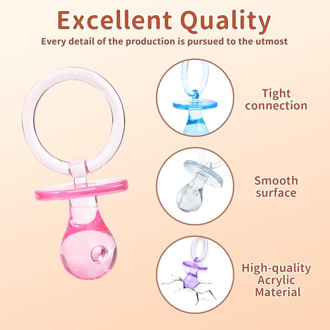 72 Pcs Baby Shower Pacifiers, 2.75’’ Plastic Pacifiers - Image 5