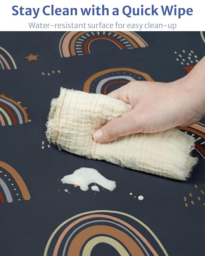 Blissful Diary Baby Splat Mat for Under High Chair, 50.4 x 50.4 Inch Wipeable - Image 6