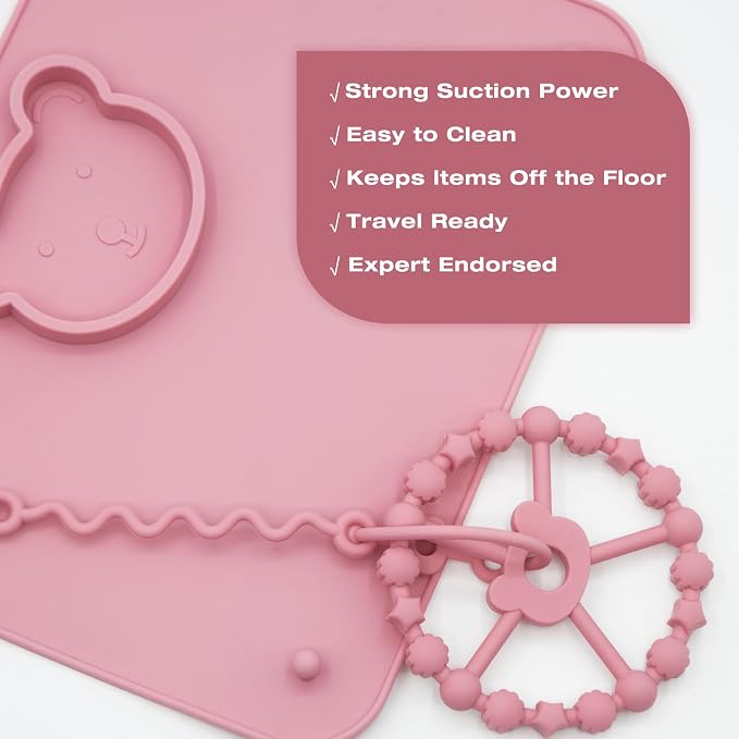 2 Pack Baby Silicone Mat with Suction Base and 4 Stretchable Straps, 6 Strong - Image 6