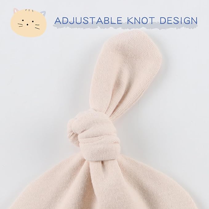 JANGANNSA Newborn Baby Hat Infant Baby Boys Beanie Top Knot Stretchy Hats - Image 2