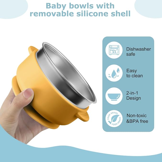 2 Pack Stainless Steel Baby Bowls - Image 6