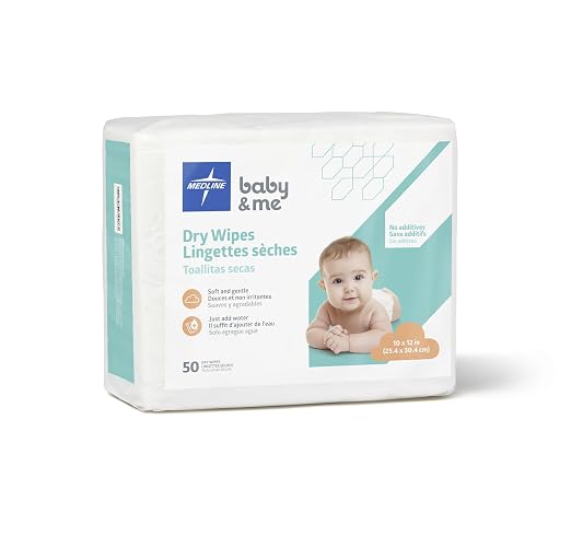 Medline Ultrasoft Disposable Dry Cleansing Cloths, Fragrance-Free, 10 x 13 by Medline