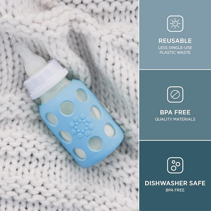 Lifefactory 4-Ounce BPA-Free Glass Baby Bottle - Image 3