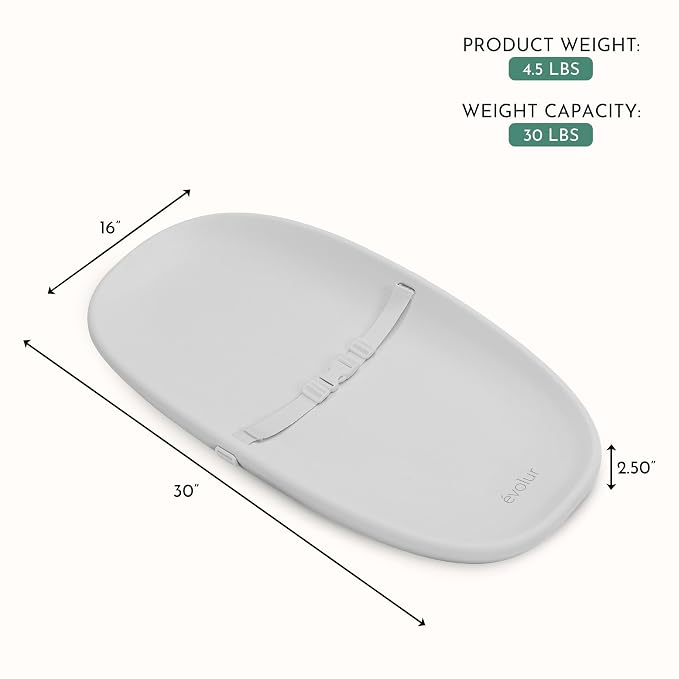 Evolur Eva Baby Changing Pad in Light Gray, Lightweight and Portable Changing - Image 3