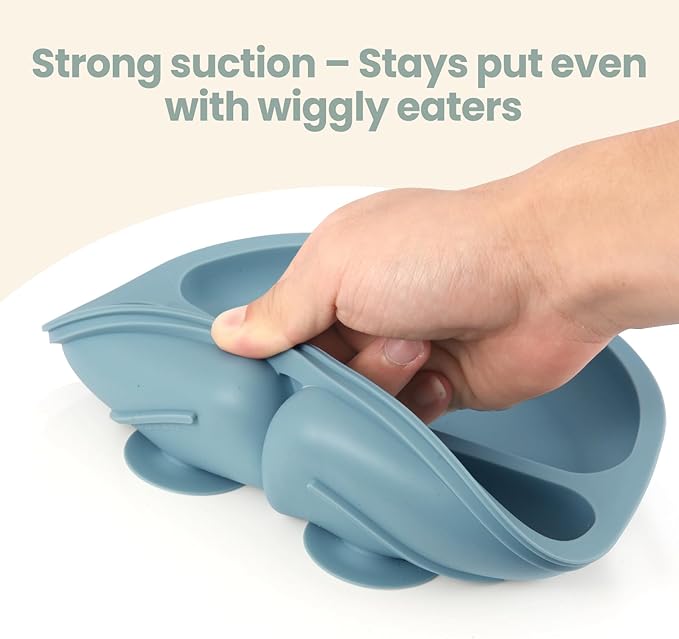 2 Pack Baby Plates with Suction, 2 Pack Silicone Forks and Spoons Set, Baby Led - Image 6