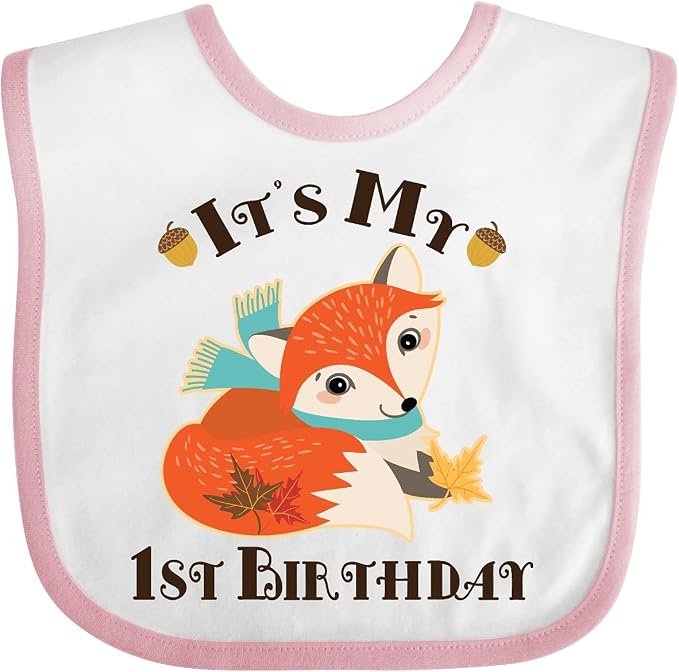 inktastic 1st Birthday Woodland Fox Baby Bib by Inktastic