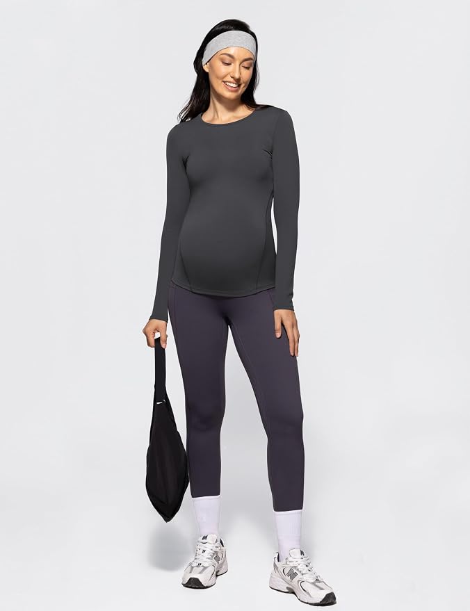 POSHDIVAH Women's Maternity Long Sleeve T Shirts Scoop Neck Pregnancy Tee Top - Image 6