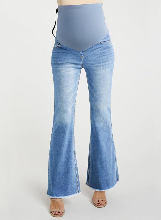 BLENCOT Maternity Jeans for Women Over Belly Pregnancy Pants Comfy Pregnant - Image 2