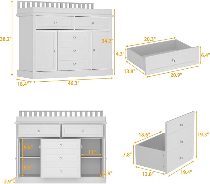 Nursery Dresser with Changing Table Top, Laundry Basket & Raised Guard - Image 2