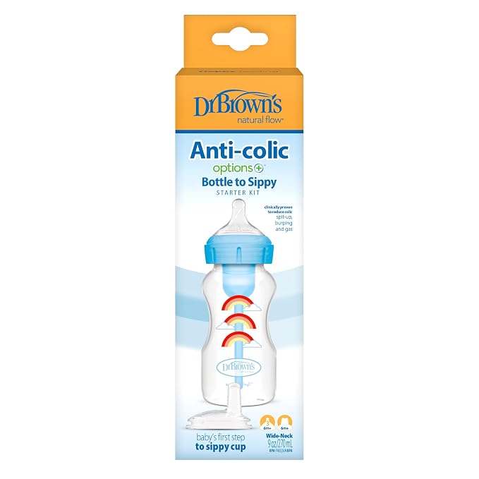 Dr. Brown's Anti-Colic Options+ Wide-Neck Sippy Bottle Starter Kit, - Image 2