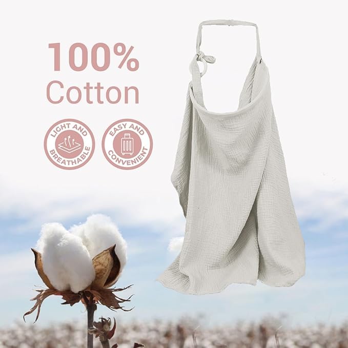 Muslin Nursing Cover for Breastfeeding, Breathable 100% Cotton Privacy Nursing - Image 6