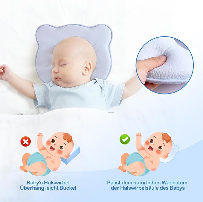 Memory Foam Baby Pillow, Cute Cartoon Bear Soft and Cozy Pillow, Breathable - Image 5