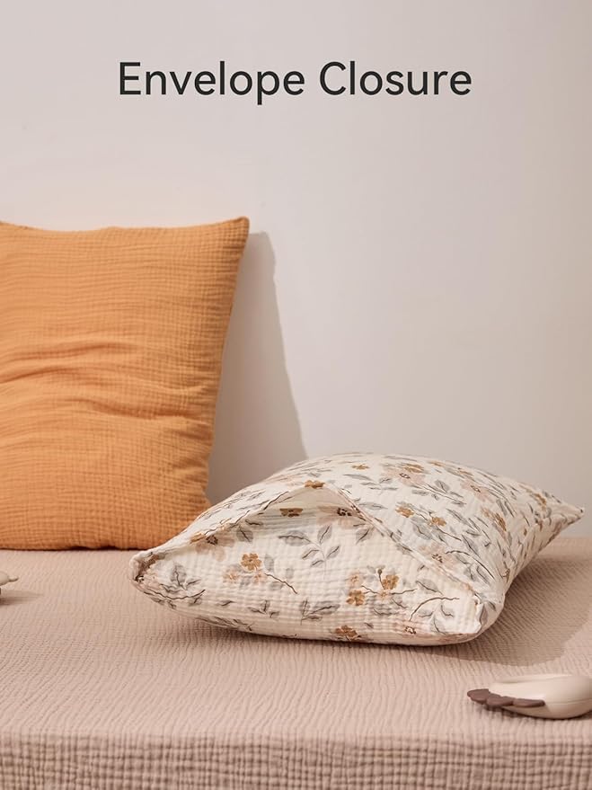 TILLYOU Muslin Toddler Pillowcase 2 Pack, 13x18 Soft Travel Cotton Pillow Case - Image 5