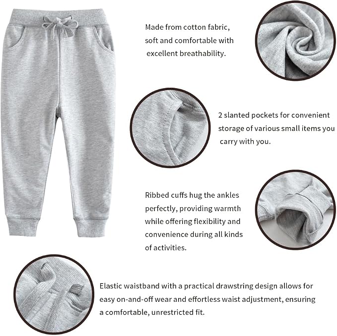 HUAER& Baby Boy's Jogger Pants Dinosaur Car Animal Print Drawstring Elastic - Image 2