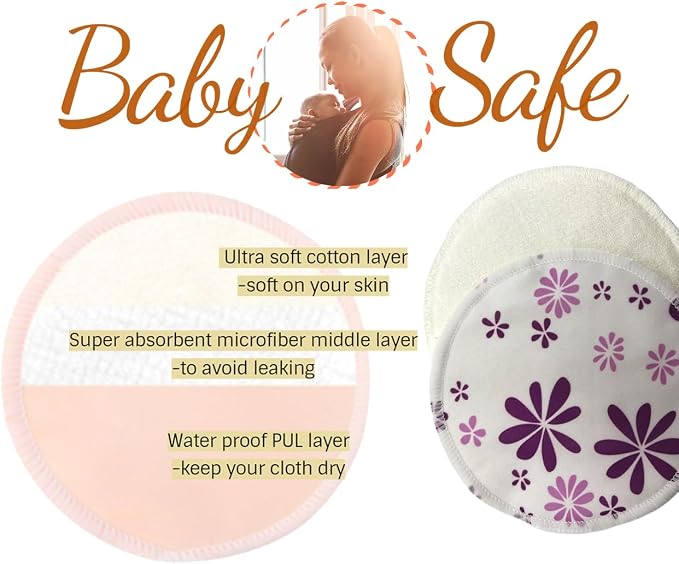 Reusable Nursing Pads 14 Pack, Washable Breast Pads - Image 4