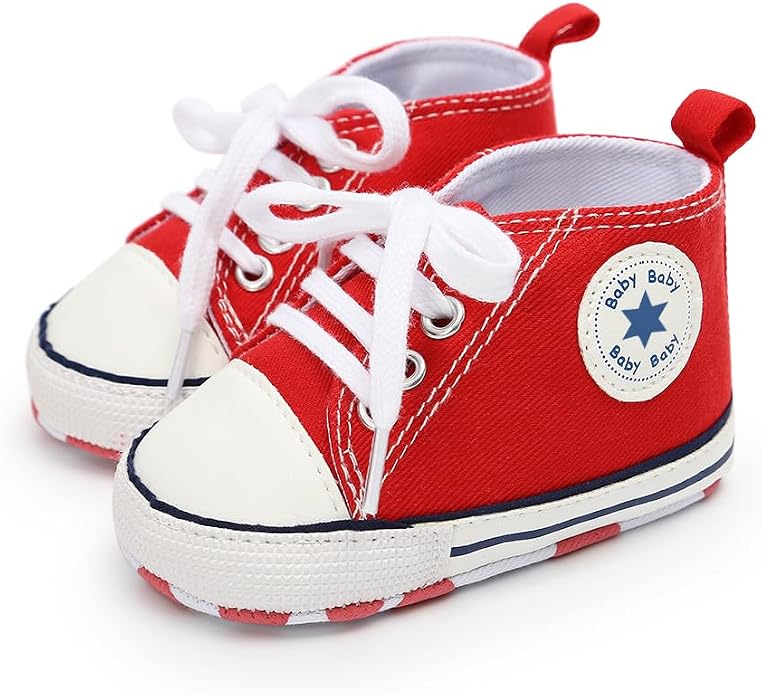 Meckior Baby Girls Boys Canvas Sneakers Soft Sole High-Top Ankle Infant First - Image 2