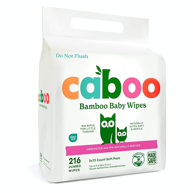 Caboo Baby Wipes, Made with Bamboo Viscose, Certified Made Safe Ingredients by Caboo