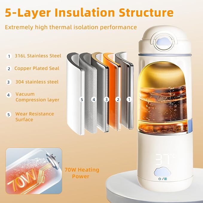 Portable Milk Warmer for Travel, New Upgrade Detachable Design, 17Oz Larger - Image 6