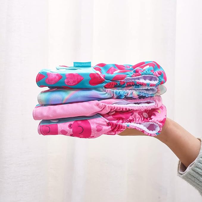 HappyFlute 4 Sets Newborn Baby Cloth Pocket Diapers One Size Adjustable Reusable - Image 5