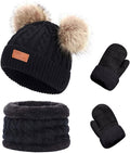 Duoyeree Baby Winter Hat Scarf Glove Beanie Set Girls Boys Pom Pom Knitted by Duoyeree