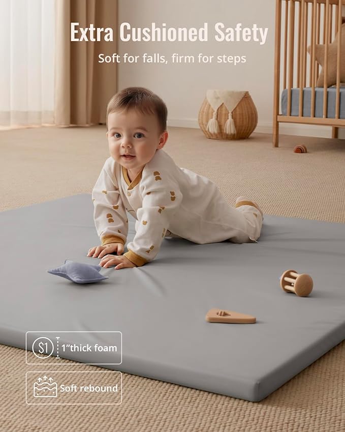 Blissful Diary Vegan Leather Baby Play Mat, 50x50 Thicken Foam Cushioned & - Image 5