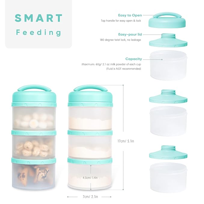 Termichy Stackable Formula Dispenser Portable Milk Powder Container, 2 Pack - Image 2